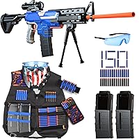 Toy Gun for Nerf Guns Bullets Automatic Sniper Rifle -3 Modes Toy Foam Blasters with Tactical Vest, Bipod, 2 Clips and 150 Darts, Electric Toys for Adults Boys Age 8-12