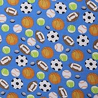 Mook Fabrics Flannel Snuggy PRT Sports, Blue 15 Yard Bolt