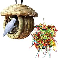 Birdcage Straw Simulation Birdhouse 100% Natural Fiber - Cozy Resting Breeding Place for Birds - Provides Shelter from Cold Weather - Bird Hideaway from Predators(Large)