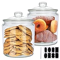 Accguan 1-Gallon Food Storage Containers,Glass Cookie Jar with Lid,Glass Jars for Bath Salts,Flour,Spices,Halloween Candy,Detergent,Kitchen Storage,Holiday Decoration Jars,DIY Gifts,2pcs