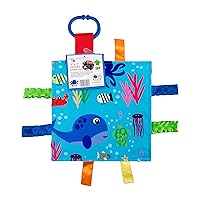 Baby Jack & Co 8x8” Ocean Lovey Tag Toys for Babies - Baby Crinkle Toys - Crinkle Toys for Baby - Soft & Safe - Learn Shapes & Colors - Ideal Baby Toy & Shower - BPA Free w/Stroller Clip