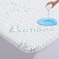 Queen Mattress Protector, Breathable Bamboo Viscose Waterproof Queen Size Mattress Pad Cover with 6-18 inches Deep Pocket