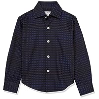 Isaac Mizrahi Boys' Slim Fit Box Pattern Button Down Shirt