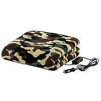 Stalwart Heated Blanket - Ultra Soft Fleece Throw Powered by 12V Auxiliary Power Outlet for Travel or Camping - Winter Car Accessories (Green Camo)