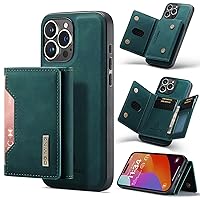 Wallet Case Compatible with iPhone 15 Pro, DG.MING Premium Leather Phone Case Back Cover Magnetic Detachable with Trifold Wallet Card Holder Pocket for iPhone 15 Pro (Green)