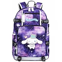 Cinnamoroll USB Laptop Rucksack Cute Graphic Knapsack Large Capacity Durable Travel Bag for Teens