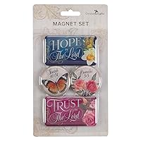 Christian Art Gifts Inspirational 4 Piece Bible Verse Refrigerator Magnet Set for Women: Trust & Hope in The Lord - Blue & Maroon Rose Floral w/Butterflies Collection, Cute, Encouraging, Decorative