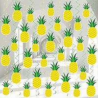 84 Pcs Pineapple Party Hanging Decorations Swirls Tropical Pineapple Summer Luau Party Decor Yellow Pineapple Birthday Party Supplies Fruit Decorations for Tutti Frutti Party Baby Shower