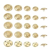  CHGCRAFT 48pcs 6 Styles Metal Shank Buttons 1-Hole Flat Round  Button Golden Silver-Black Button Set for Sewing Clothing Craft 15mm 20mm  25mm