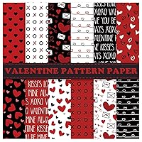 Whaline 60 Sheets Valentine Pattern Paper Red Black Heart Love Scrapbook Specialty Paper Doodle Decorative Craft Paper For DIY Card Making Photo Album Journal Decoration, 5.5 x 8.3 Inch