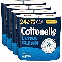 Cottonelle Ultra Clean Toilet Paper, 24 Super Mega Rolls (24 Super Mega Rolls = 144 Regular Rolls) (4 Packs of 6), 426 Sheets Per Roll, Packaging May Vary