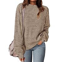 Women's Crew Neck Long Sleeve Pullover Sweater Casual Loose Fall Jumper Tops Knitwear