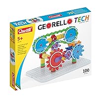 Quercetti Georello Tech Starter Building Set - Includes 100-Pieces to Construct 3-D Structures, with Gears and Chainlink, for Kids Ages 5 Years and up, 36 x 60 x 27.5 cm