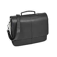 Real Leather Briefcase Cross Body Work Organiser Shoulder Bag Santorini Black