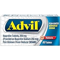 Advil Film Coated Tablets Pain Reliever and Fever Reducer, Ibuprofen 200mg, 80 Count, Fast-Acting Formula for Headache Relief, Toothache Pain Relief and Arthritis Pain Relief