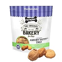 Three Dog Bakery Assort Mutt Cookie Trio, Soft Baked Treats for Dogs, Three Flavor; Oatmeal and Apple, Peanut Butter, and Vanilla, 3 Pound Bulk Resealable Pack