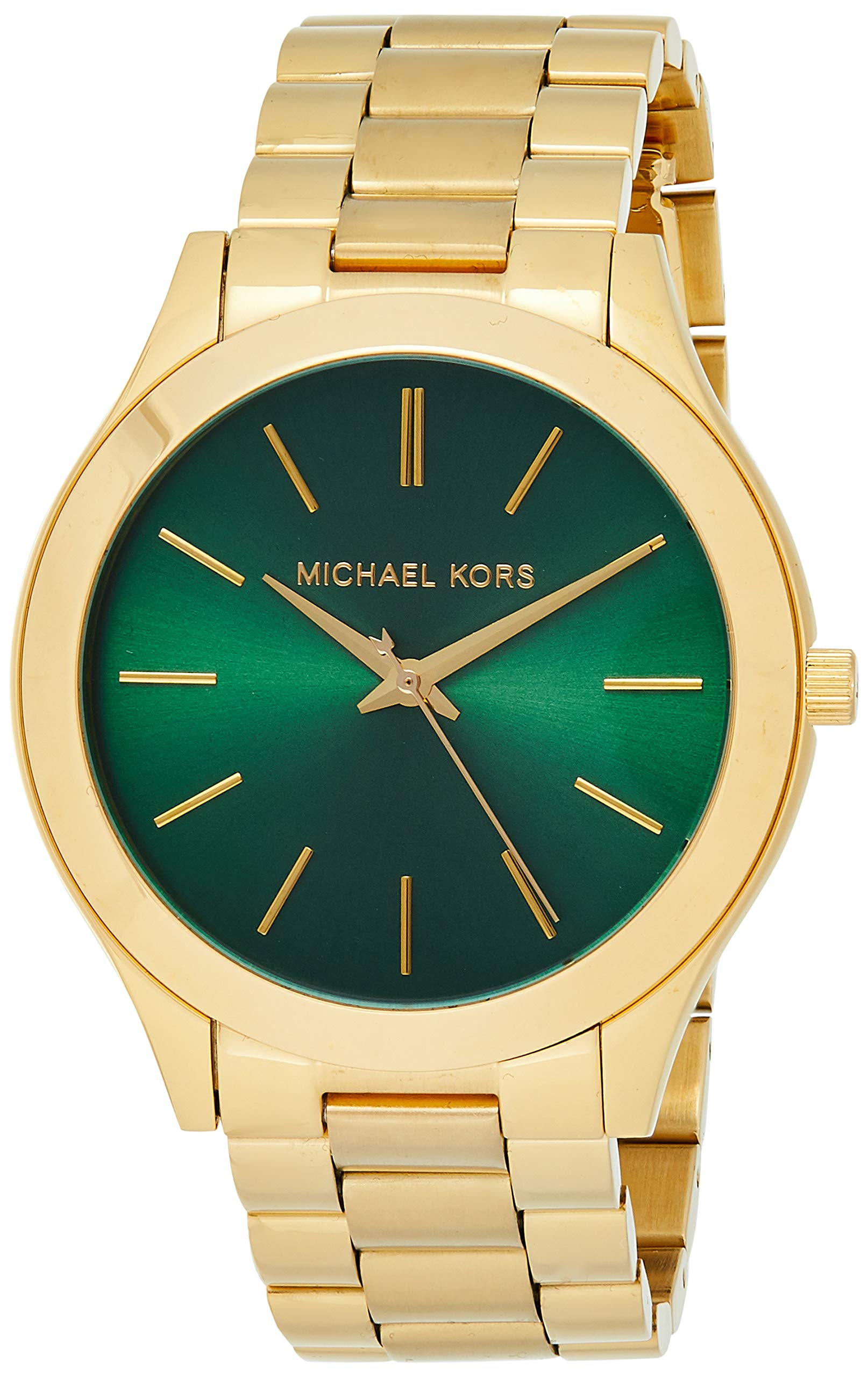 Michael Kors Womens Analogue Quartz Watch with Stainless Steel Strap MK3435, Gold/Green, Fashion