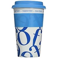 Konitz Script Collage To Stay/To Go Mugs, Blue, Set of 2