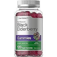 Horbaach Sambucus Black Elderberry Gummies | 120 Count | with Zinc and Vitamin C | Vegan, Non-GMO, Gluten Free Extract for Adults | Berry Flavor