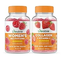 Lifeable Women's Multivitamin + Collagen & Vitamin C, Gummies Bundle - Great Tasting, Vitamin Supplement, Gluten Free, GMO Free, Chewable Gummy