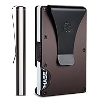 Suavell Slim Metal Wallet for Men - Minimalist Tactical Wallet - RFID Blocking Card Holder w Money Clip - Thin, Smart Wallet - Front Pocket Wallet - Aluminum Credit Card Holde