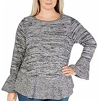 Style & Co. Womens Marl Ruffle Knit Sweater, Grey, 1X