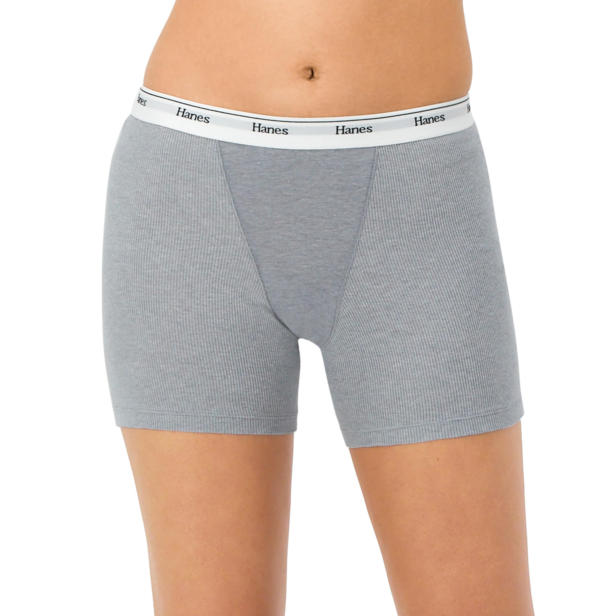 Hanes Women's Mid-Thigh Boxer Brief Pack, Stretch Cotton Underwear, 4-Pack