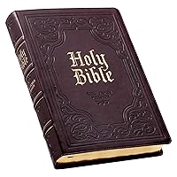 KJV Holy Bible, Giant Print Full-size Faux Leather Red Letter Edition - Thumb Index & Ribbon Marker, King James Version, Dark Brown KJV Holy Bible, Giant Print Full-size Faux Leather Red Letter Edition - Thumb Index & Ribbon Marker, King James Version, Dark Brown Imitation Leather