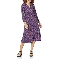 Amazon Essentials Women's Lightweight Georgette Long Sleeve V-Neck Midi Dress (Available in Plus Size)
