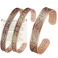 Feraco Copper Magnetic Bracelet for Men Women Arthritis & Joint, 99.99% Pure Copper Cuff Bangle with Effective Neodymium Magnets, Health Gifts for Natural Healing & Pain Relief