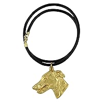 Exclusive Dog Necklace with Gold Plating 24ct - Handmade Jewelry Masterpiece for Dog Lovers – Gold-Plated Dog Necklaces for Men and Women – Grey Hound