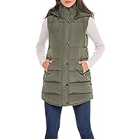 Sebby S.E.B Women's Long Puffer Vest, Quilted Faux Down Filled Hooded Vest for Fall and Winter