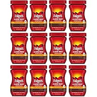 Folgers 20083 Classic Roast Instant Coffee Crystals, 3 Ounces, 100% Pure Coffee, Medium Roast, Easy-open Flip Top Lid, Portable Plastic Jar, Pack of 12