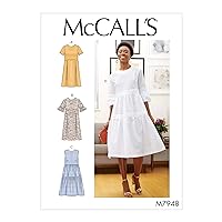 McCall's Patterns McCall's Women's Knee Length Pleated Dress, Sizes 6-14 Sewing Pattern, White