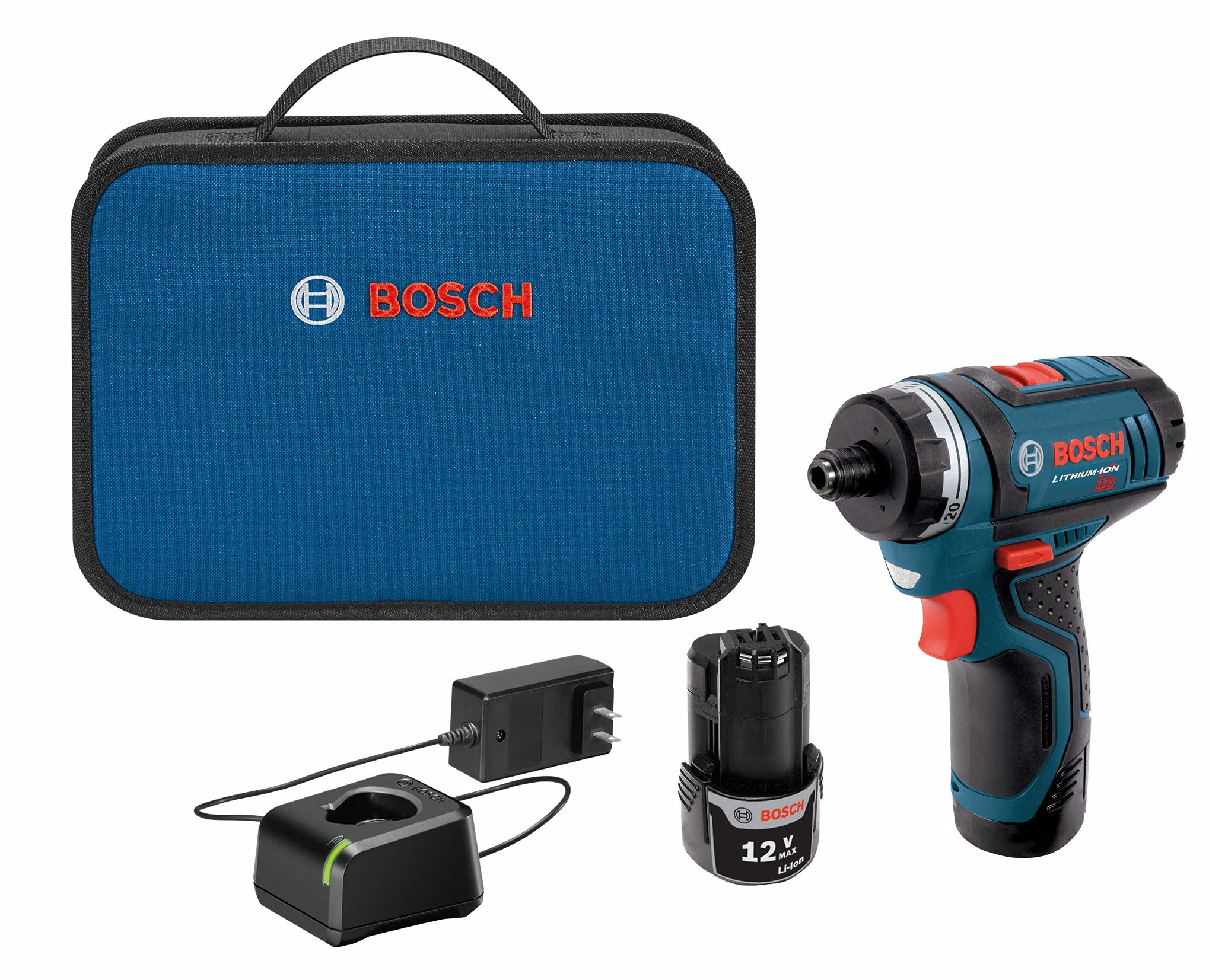 Bosch PS21-2A 12V Max 2-Speed Pocket Driver Kit with 2 Batteries, Charger and Case & 40 Piece Impact Tough Drill Driver Custom Case System Set DDMS40