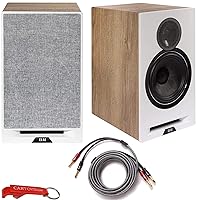 ELAC DBR62 Debut Reference Bookshelf Speakers (White/Oak) & 15-Ft. Sensible Speaker Wire Bundle. 120W Home Audio Speakers, 6.5