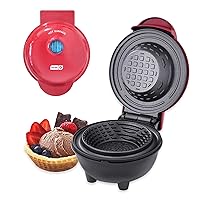 Dash Mini Waffle Bowl Maker for Breakfast, Burrito Bowls, Ice Cream and Other Sweet Desserts, Recipe Guide Included - Red