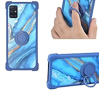 jioeuinly Galaxy A51 Case Compatible for Samsung Galaxy A51 S515DL Phone Case PC backplane + Silicone Soft Frame Cover [360 Metal Ring, Magnetic Car Mount] Blue