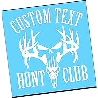 Custom text name hunting club hunt deer head skull sticker decal car truck buck
