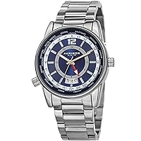 Akribos XXIV AK1021 Multifunction Men’s Watch – Stainless Steel Link Bracelet – Global Time Bezel - 24 Hour - Sunburst Dial