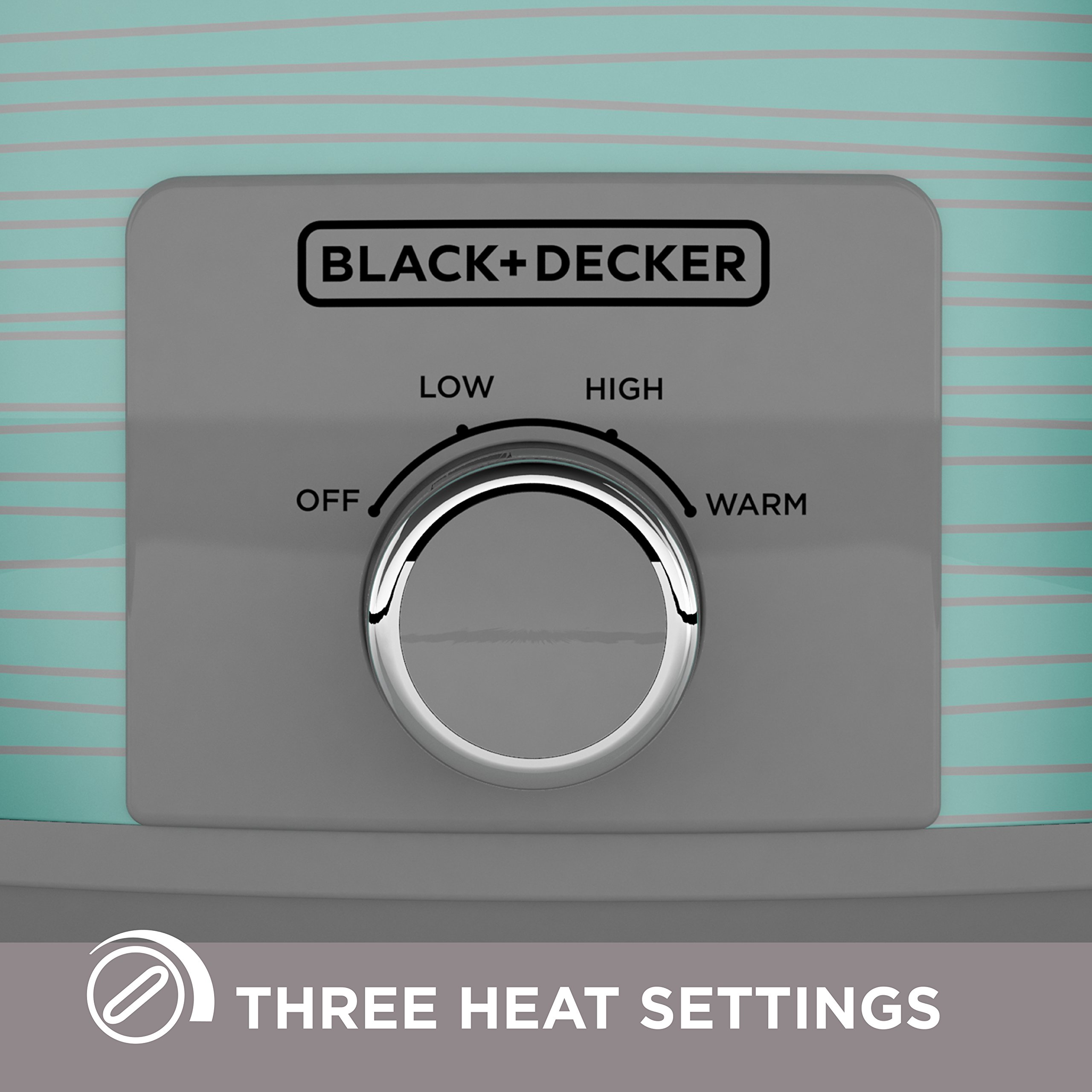 BLACK+DECKER 7 Quart Dial Control Slow Cooker with Built in Lid Holder, Teal Pattern