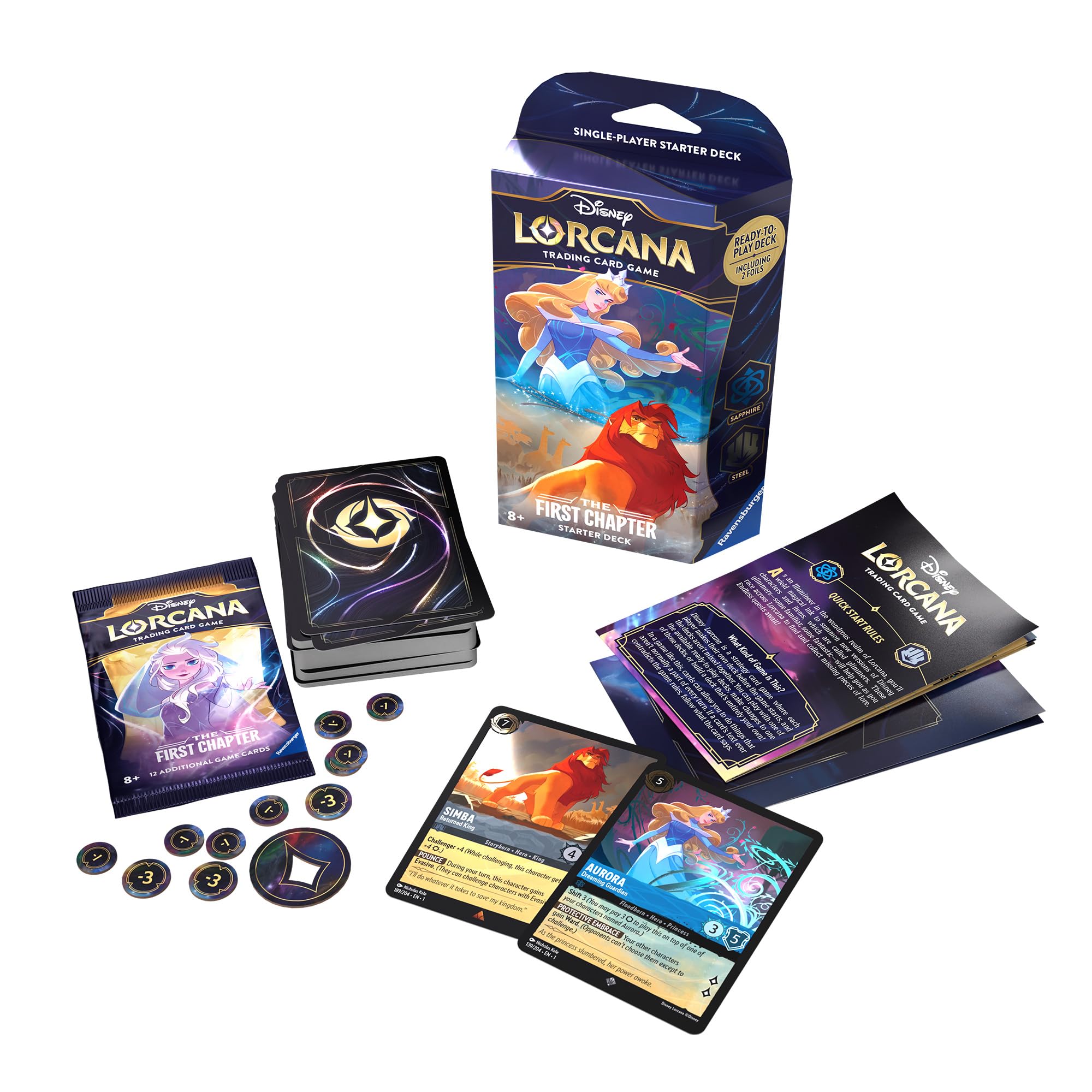 Ravensburger Disney Lorcana: The First Chapter TCG Starter Deck Sapphire & Steel for Ages 8 and Up