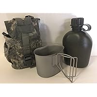 NEW, G.I. Style, U.S Made 1 QT Canteen with STAINLESS STEEL CUP and G.I. Military ACU MOLLE II Pouch. (Olive Drab)