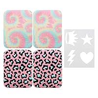 SINGER Fabric Iron-On Patches Tie Dye Set with Stencil, Set of 4