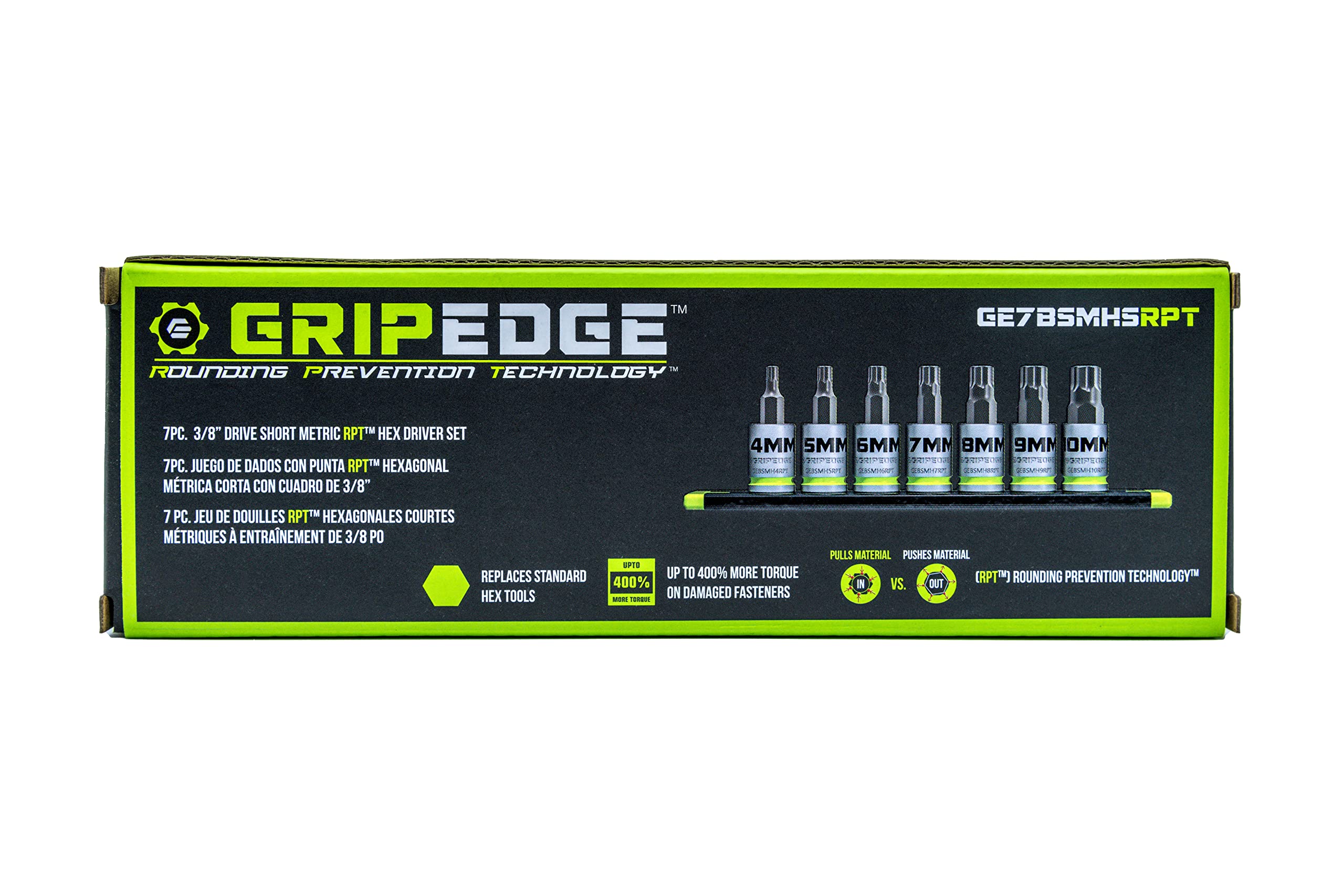 Grip Edge 7-PC 3/8'' Dr Short SAE RPT Hex Driver Set