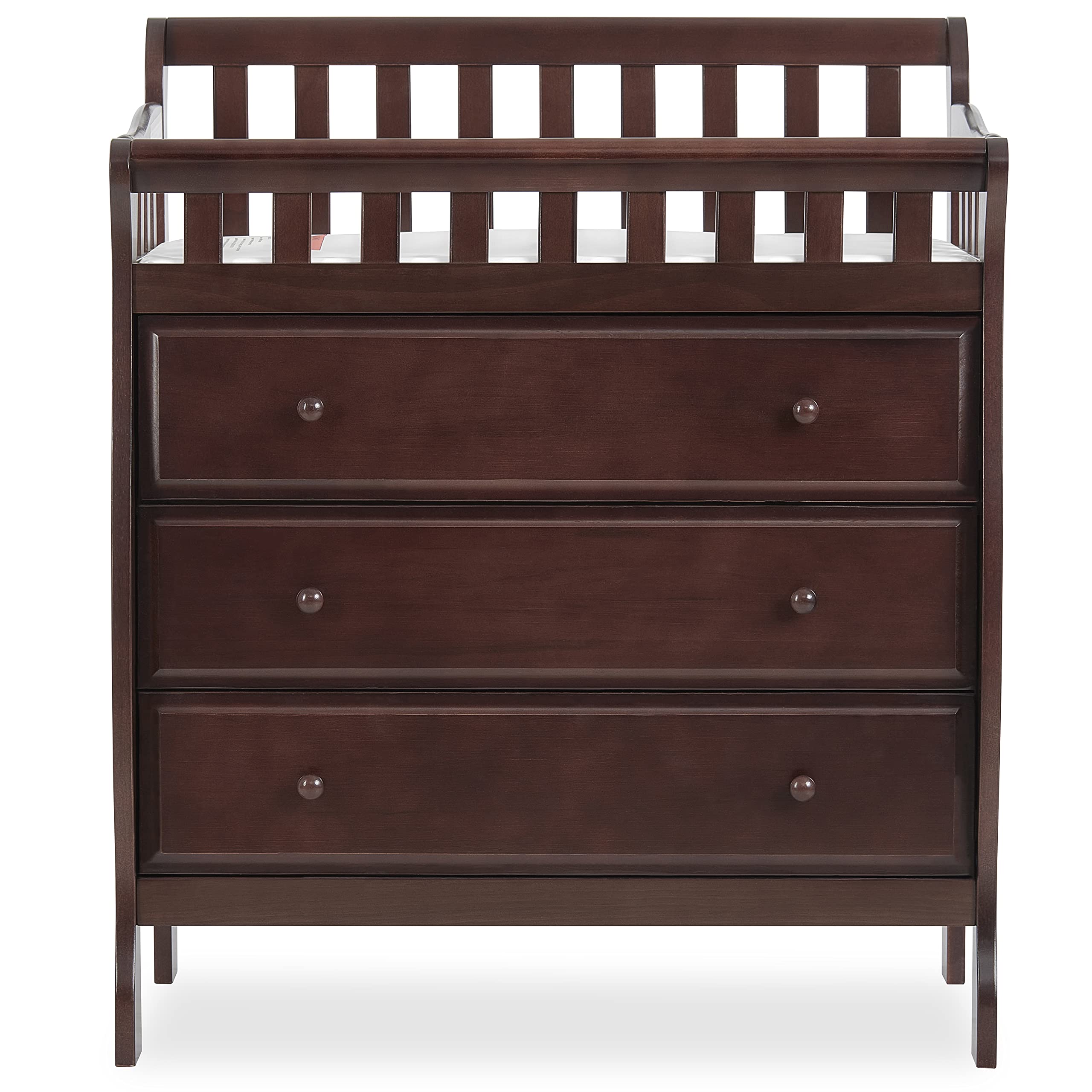 Dream On Me Marcus Changing Table And Dresser In Espresso, Features 3 Spacious Drawers, Non-Toxic Finishes, Comes With 1