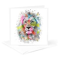 Greeting Card - Majestic Male Lion Portrait with Colored Polygons - Illustrations