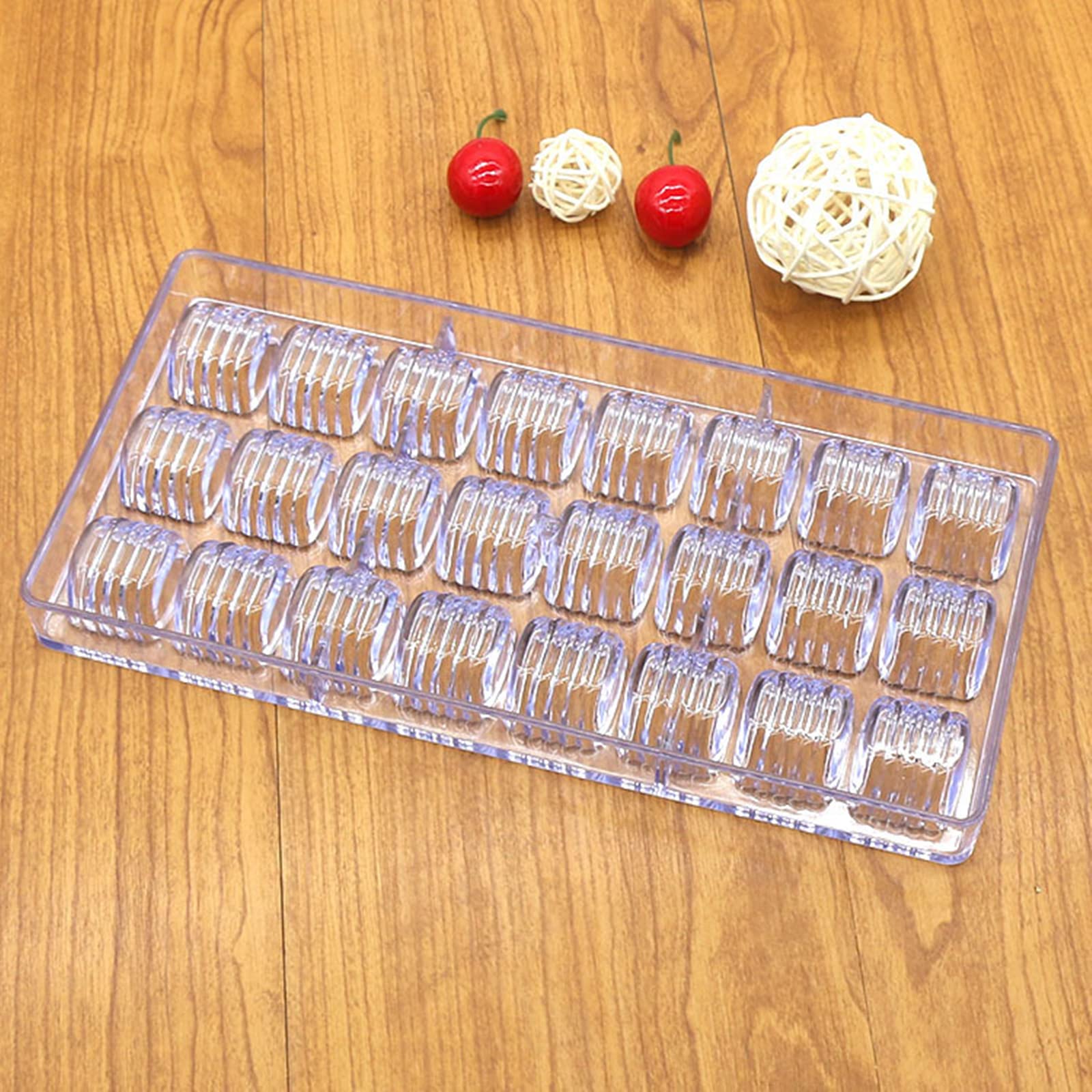 HAPYLY 24 Grid Cylindrical Corrugated Shape Chocolate Candy Mold PC Polycarbonate Chocolate Making Mould Clear