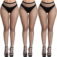 3 PCS Black Fishnet Stockings for Women, Fish Nets Women Tights, Fishnet Tights Ladies Plus Size One Size Fit All