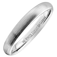 White Tungsten Carbide Brushed Classic Domed 3mm or 6mm Wedding COMFORT FIT Ring